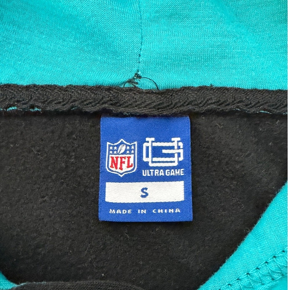 NFL Ultra Game Miami Dolphins Hoodie Mens Black Aqua Orange Color block S - Picture 7 of 8